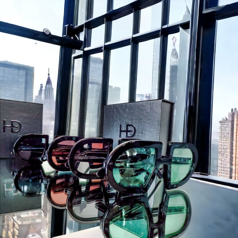 HEED NYC Luxury Black Frame "Green Tint" Eyewear